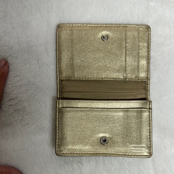 Coach Brown and Cream mini trifold Wallet - Picture 3 of 10